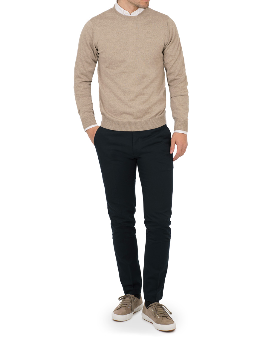 Herre | Gensere | Stenströms | Merino Crew Neck Pullover Beige