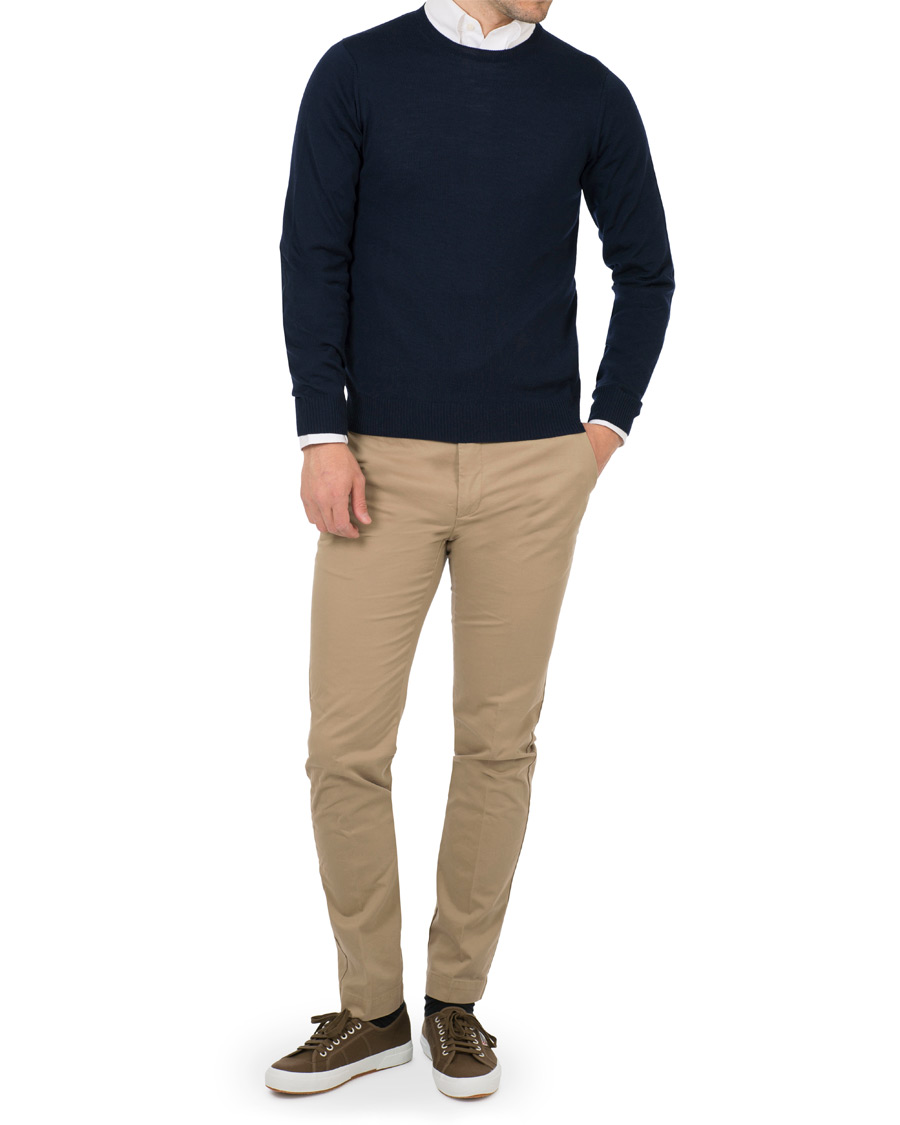 Herre | Gensere | Stenströms | Merino Crew Neck Pullover Navy