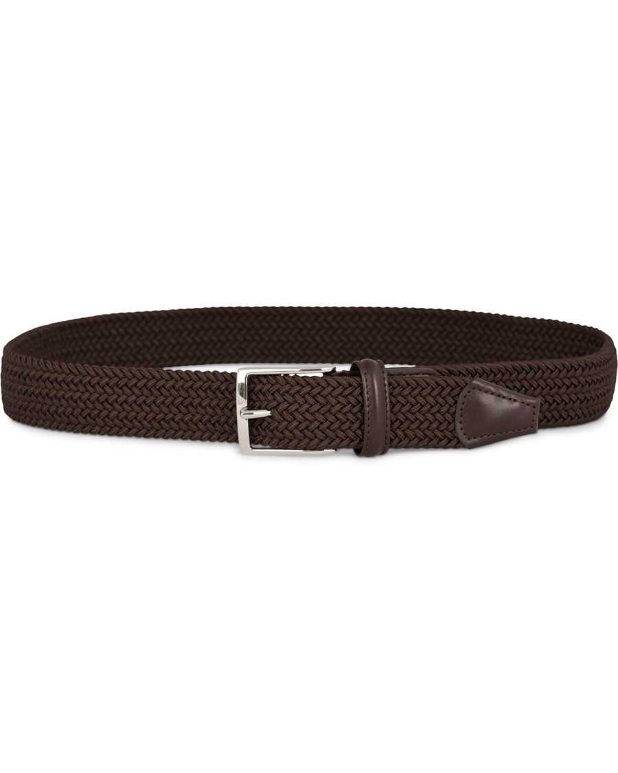 Herre | Anderson's Elastic Textile Belt 3,5 cm Brown | Anderson's | Elastic Textile Belt 3,5 cm Brown