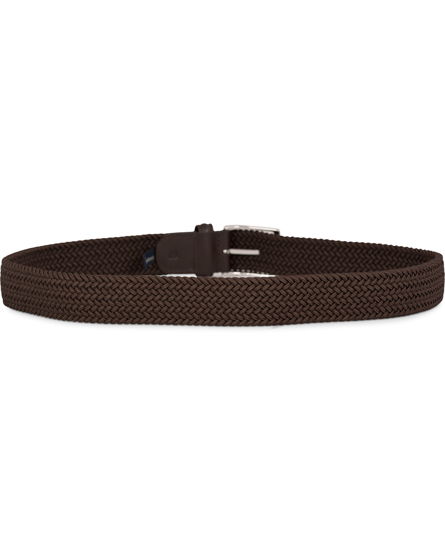 Herre | Anderson's Elastic Textile Belt 3,5 cm Brown | Anderson's | Elastic Textile Belt 3,5 cm Brown