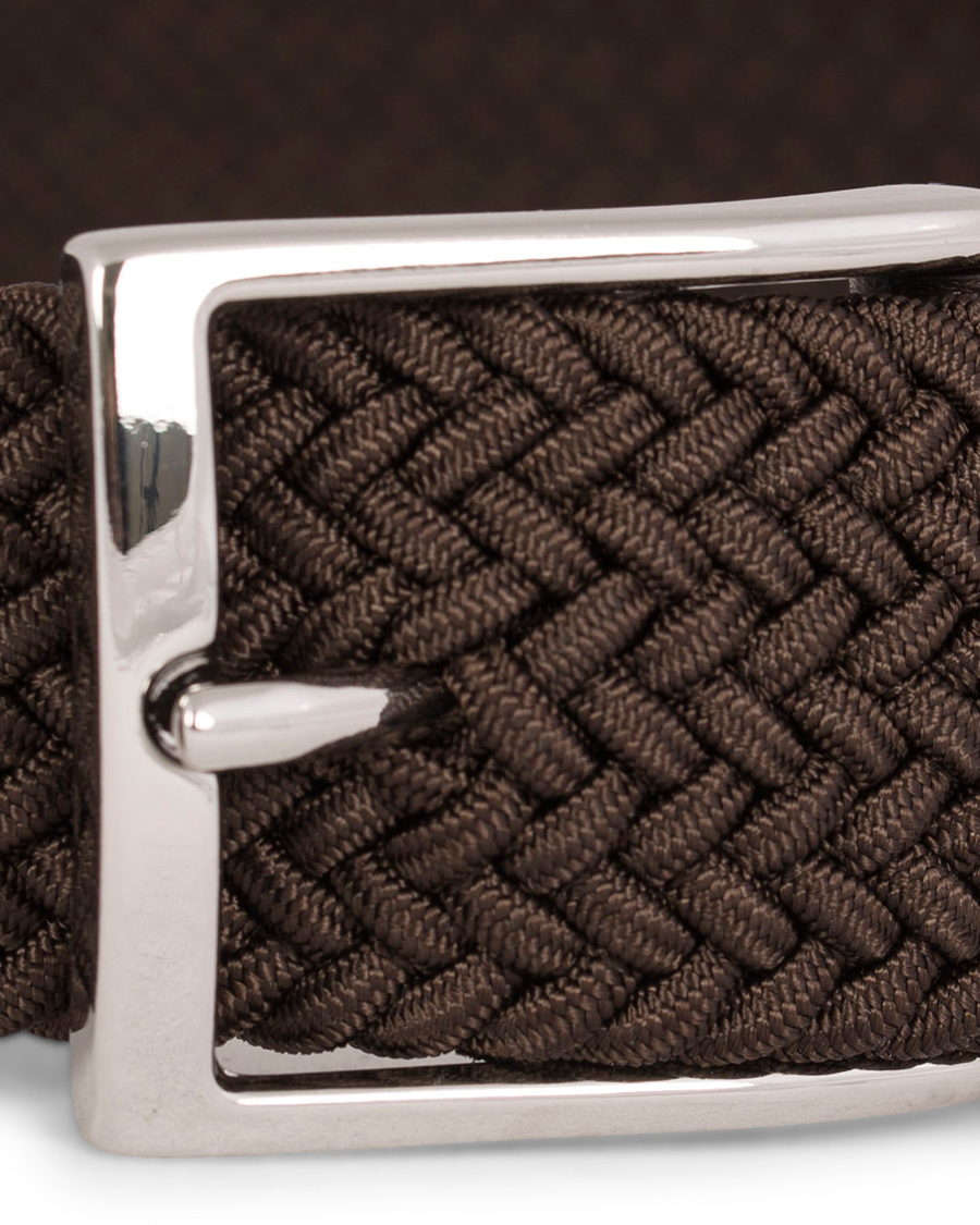 Herre | Anderson's Elastic Textile Belt 3,5 cm Brown | Anderson's | Elastic Textile Belt 3,5 cm Brown