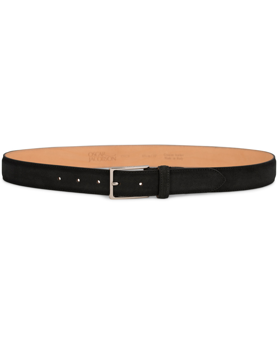 Herre | Oscar Jacobson Suede Belt 3 cm Black | Oscar Jacobson | Suede Belt 3 cm Black