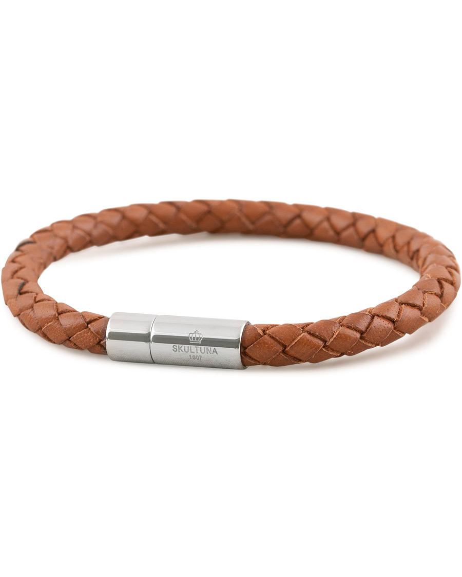 Herre | Skultuna One Row Leather Bracelet Brown Steel | Skultuna | One Row Leather Bracelet Brown Steel