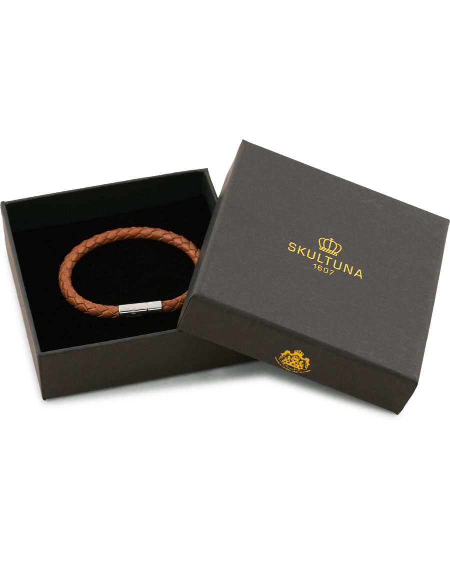 Herre | Skultuna One Row Leather Bracelet Brown Steel | Skultuna | One Row Leather Bracelet Brown Steel