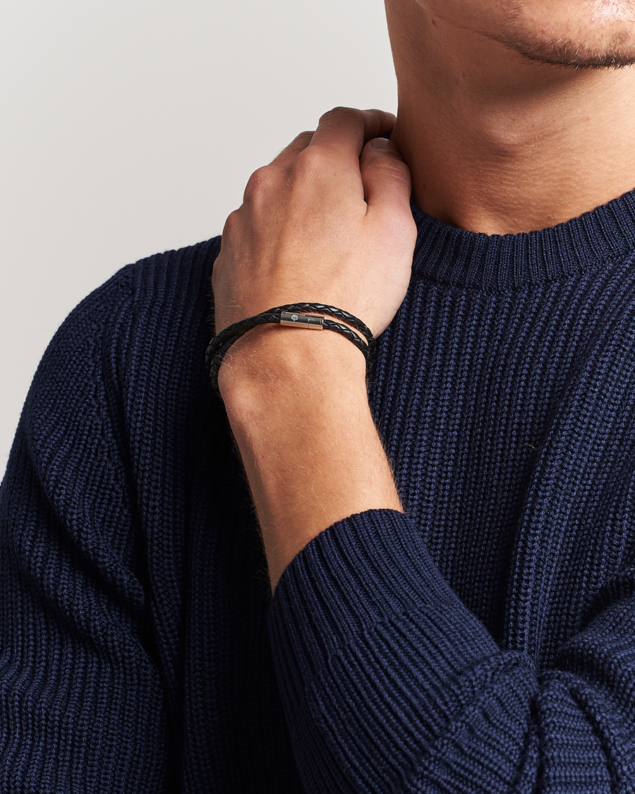 Herre | Stilsegment Formell | Skultuna | Two Row Leather Bracelet Black Steel