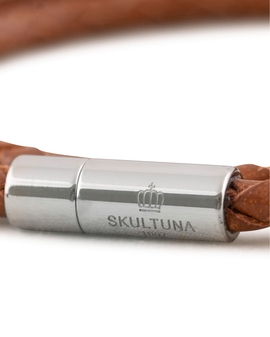 Herre | Skultuna Two Row Leather Bracelet Brown Steel | Skultuna | Two Row Leather Bracelet Brown Steel