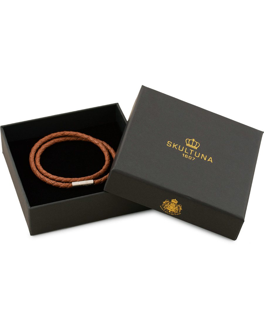 Herre | Skultuna Two Row Leather Bracelet Brown Steel | Skultuna | Two Row Leather Bracelet Brown Steel