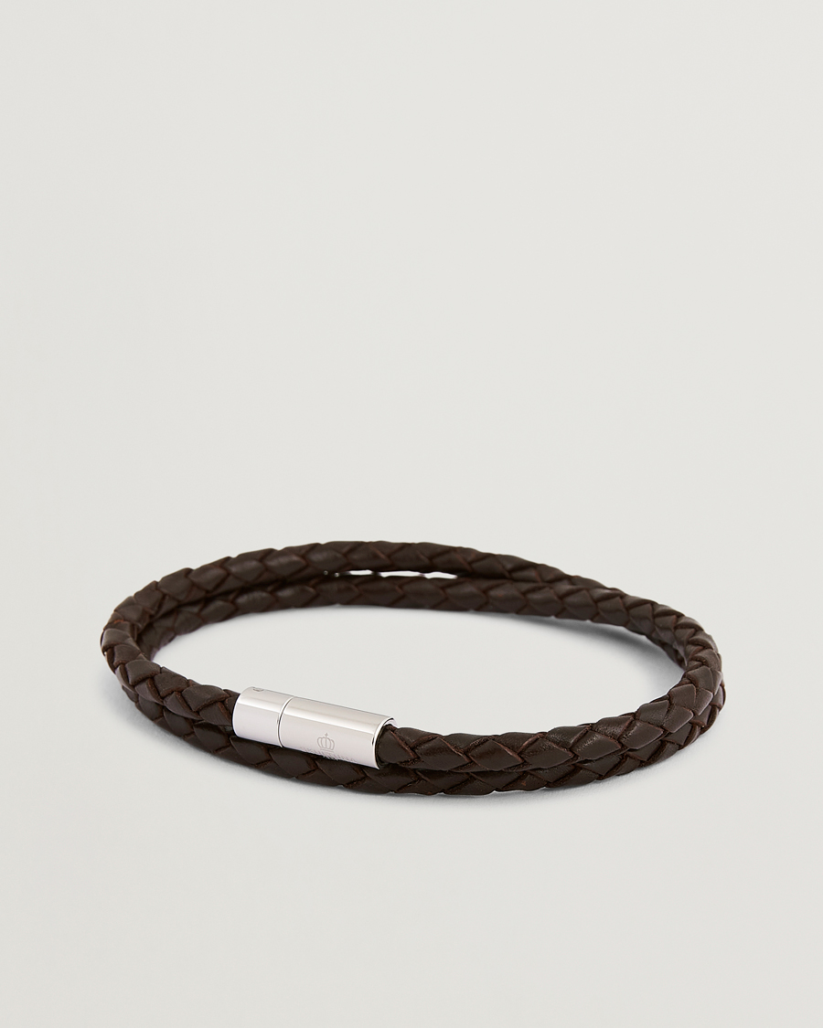 Herre | Smykker | Skultuna | Two Row Leather Bracelet Dark Brown Steel