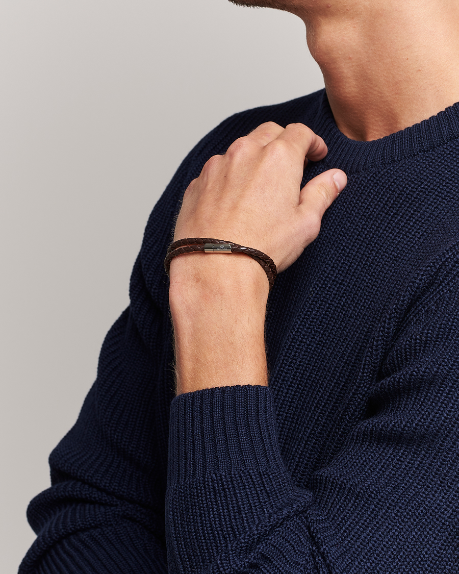 Herre | Skultuna Two Row Leather Bracelet Dark Brown Steel | Skultuna | Two Row Leather Bracelet Dark Brown Steel