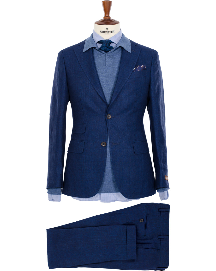 Herre | Dresser | Morris Heritage | Frank Herringbone Linen Suit Old Blue