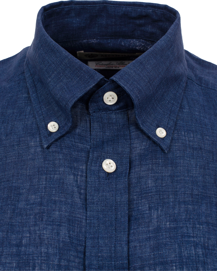 Herre | Skjorter | Morris Heritage | New Button Down Linen Shirt Blue