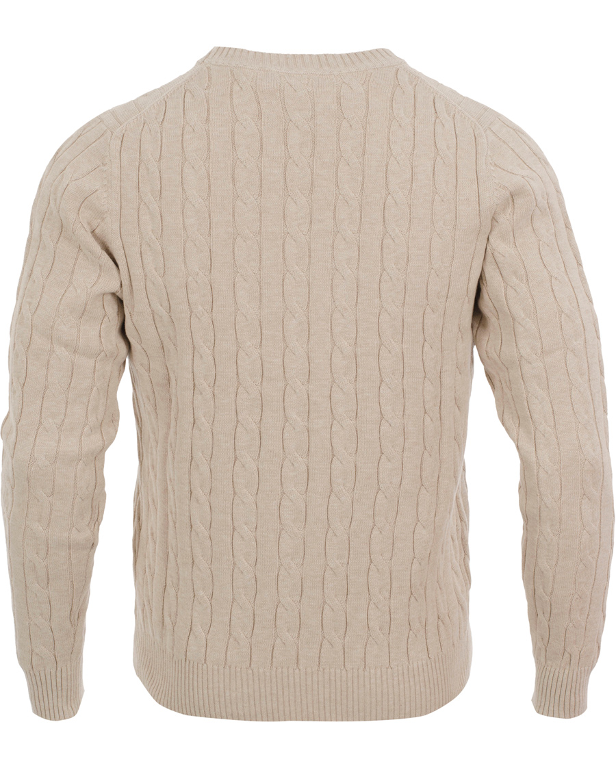 Herre | Gensere | GANT | Cotton Cable Crew Pullover Light Sand Melange