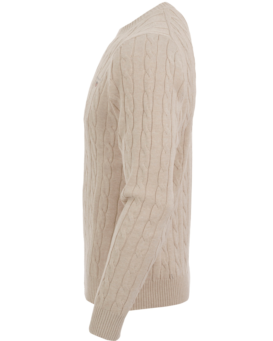 Herre | Gensere | GANT | Cotton Cable Crew Pullover Light Sand Melange