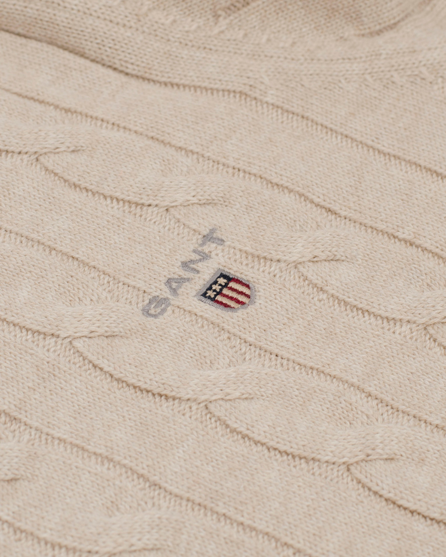 Herre | Gensere | GANT | Cotton Cable Crew Pullover Light Sand Melange