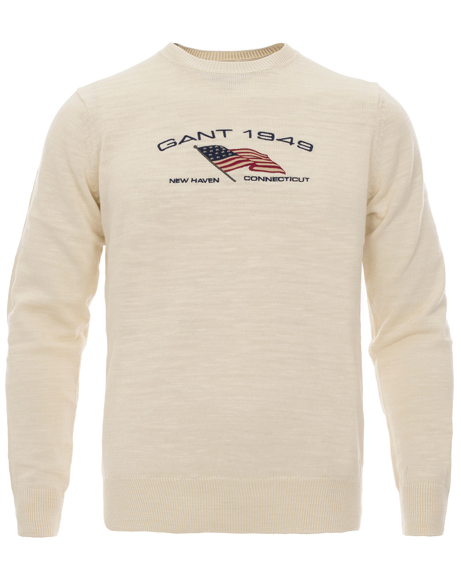 Herre | Gensere | GANT | Natural Cotton Retro Flag Crew Ivory