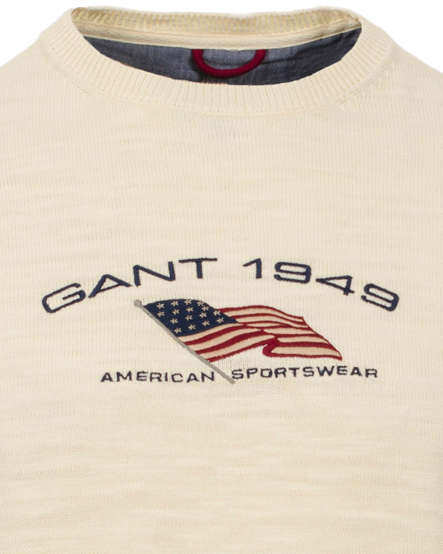 Herre | Gensere | GANT | Natural Cotton Retro Flag Crew Ivory