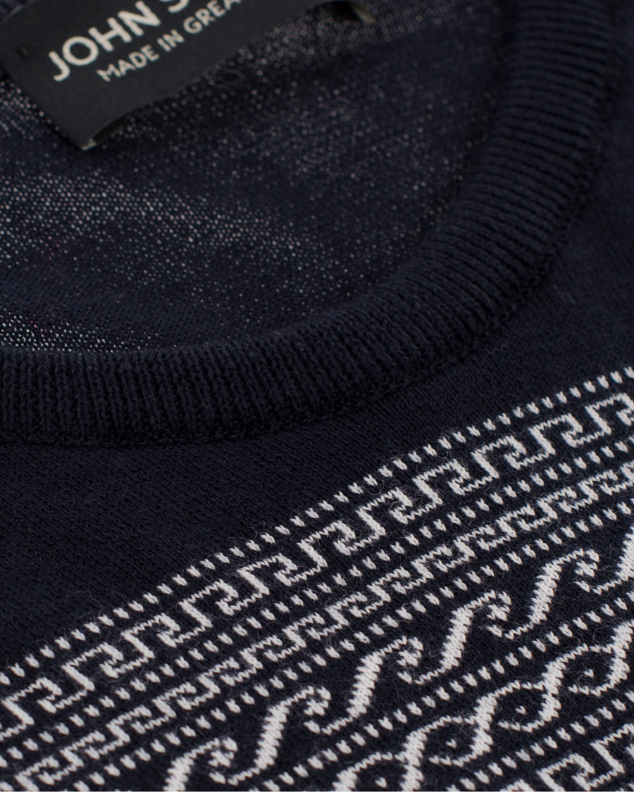 Herre | Gensere | John Smedley | Alnwick Slim Fit Cotton Pullover Navy/White