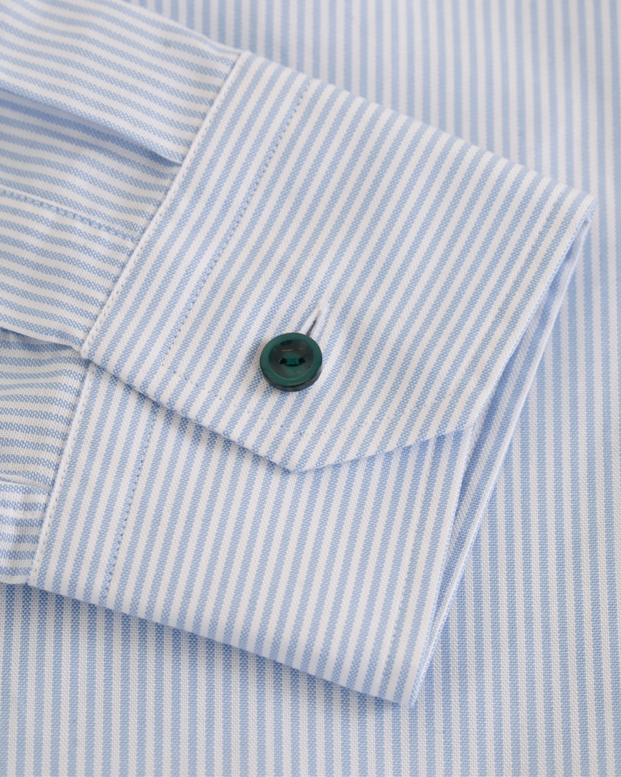 Herre | Skjorter | Eton | Slim Fit Shirt Green Ribbon Oxford Stripe Blue