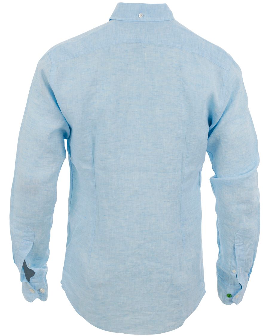 Herre | Skjorter | Eton | Slim Fit Shirt Green Ribbon Linen Light Blue
