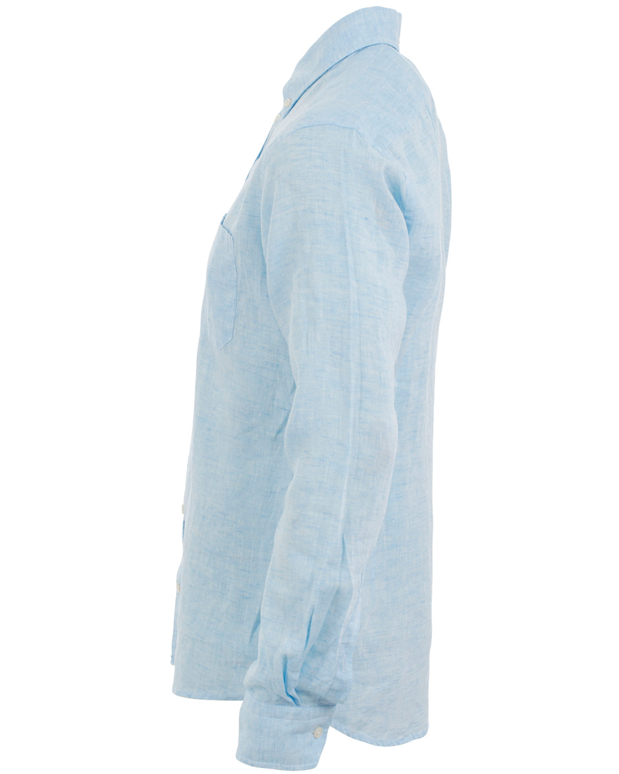 Herre | Skjorter | Eton | Slim Fit Shirt Green Ribbon Linen Light Blue