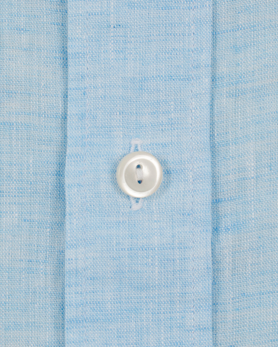 Herre | Skjorter | Eton | Slim Fit Shirt Green Ribbon Linen Light Blue