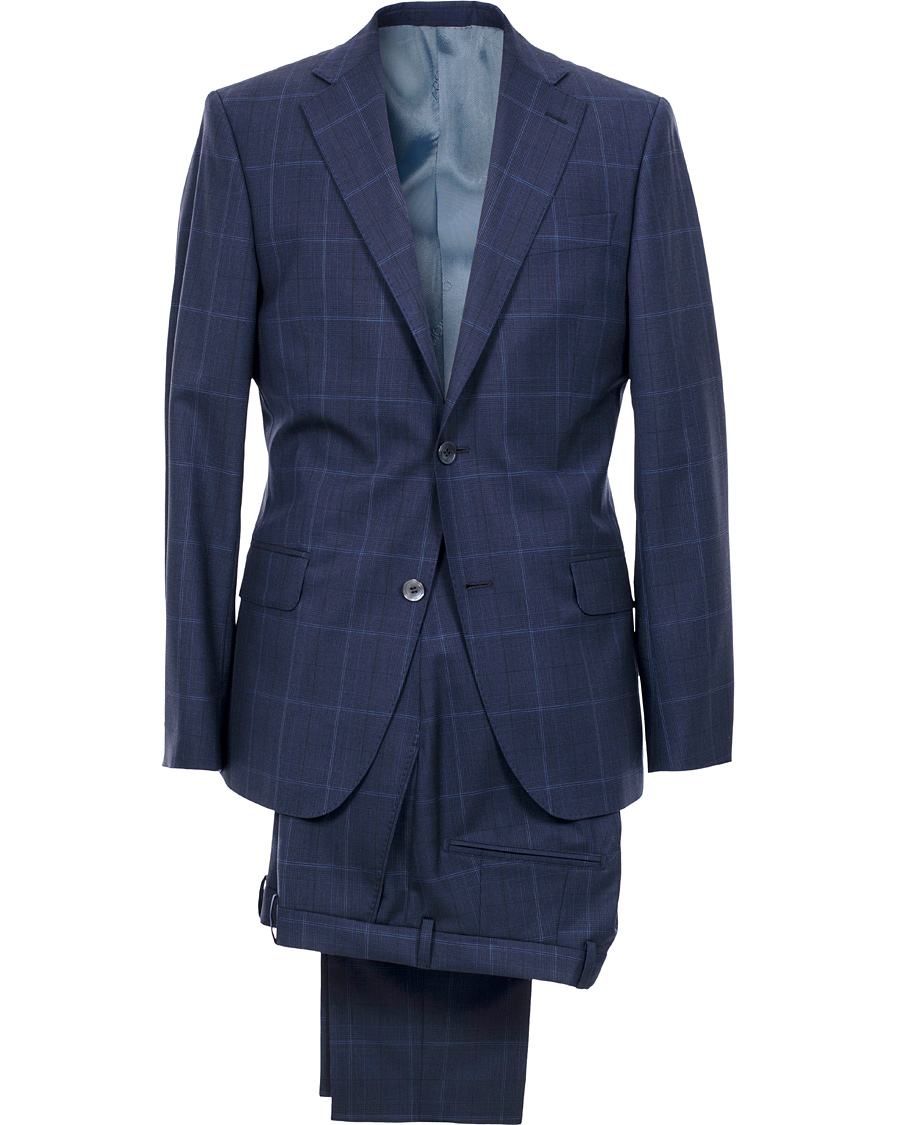 Herre | Dresser | Oscar Jacobson | Edmund Window Pane Reda Suit Dark Blue