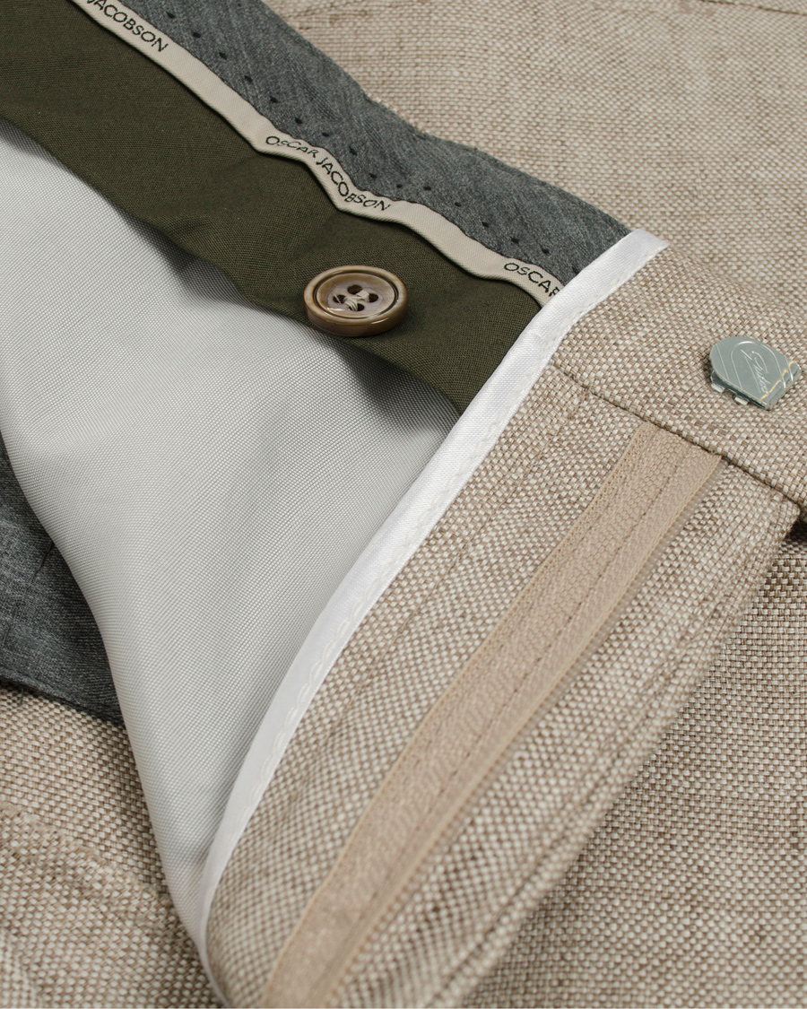 Herre | Bukser | Oscar Jacobson | Damien Linen Trousers Nature