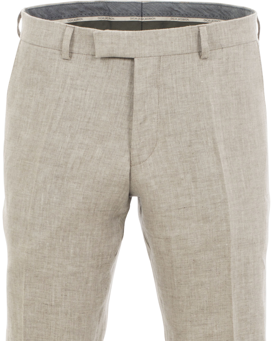Herre | Bukser | Oscar Jacobson | Damien Linen Trousers Nature