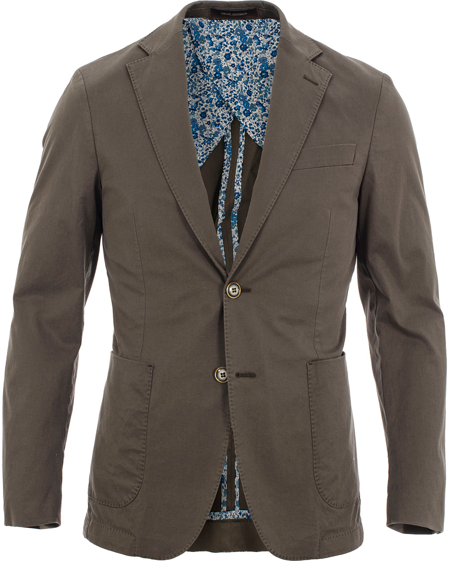 Herre | Dressjakker | Oscar Jacobson | Einar Stretch Cotton Blazer Khaki Green