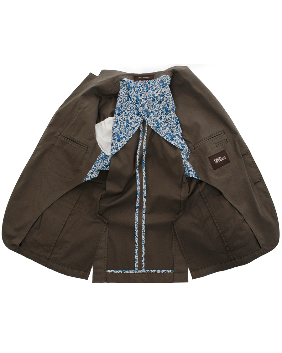 Herre | Dressjakker | Oscar Jacobson | Einar Stretch Cotton Blazer Khaki Green