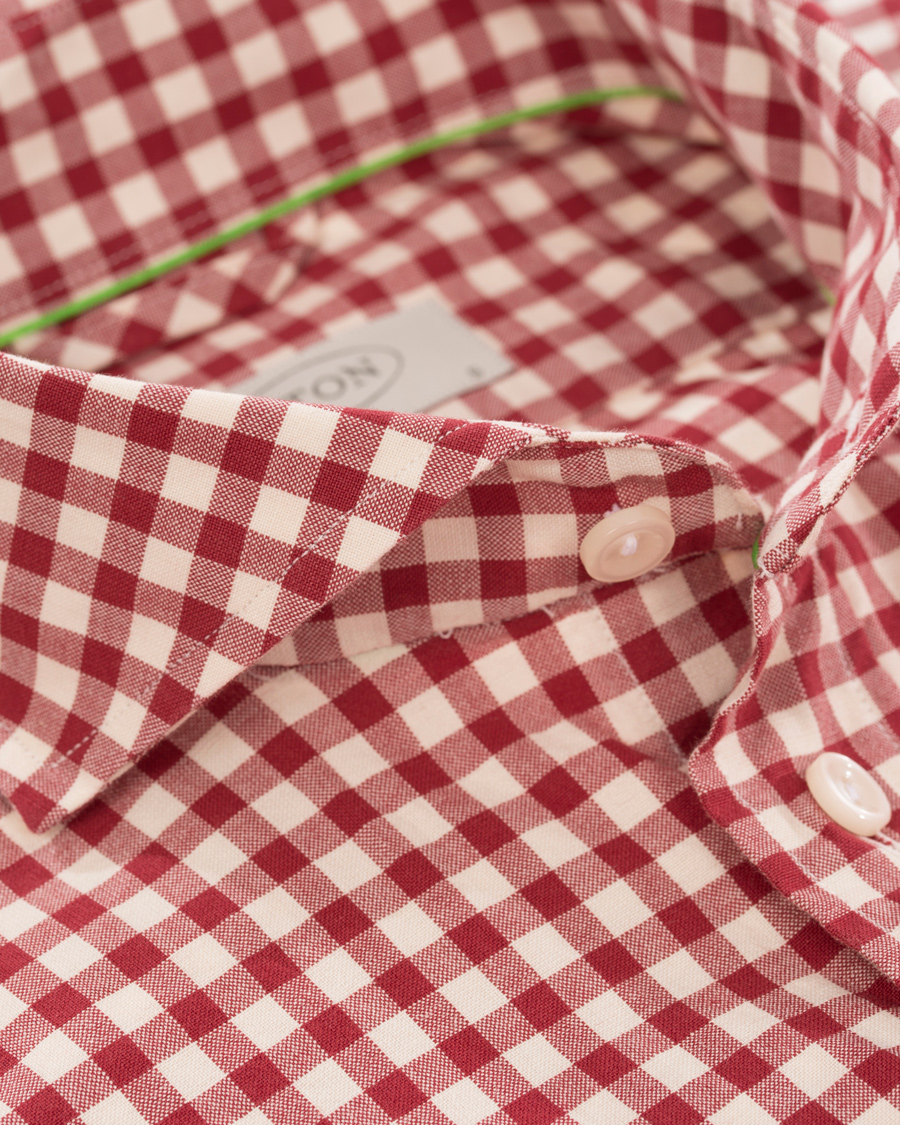 Herre | Skjorter | Eton | Slim Fit Shirt Green Ribbon Check Red