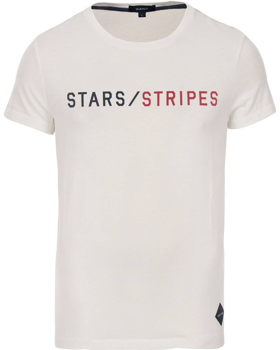 Herre | T-Shirts | GANT | Stars/Stripes T-shirt Eggshell