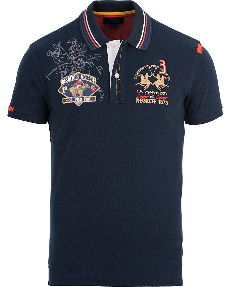 Herre | Pikéer | La Martina | Logo Polo Piqué Navy