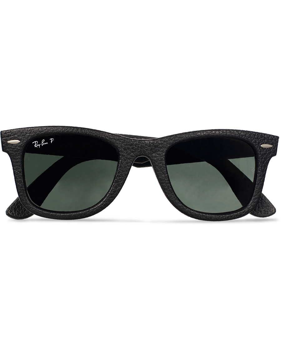 Herre | Ray-Ban Wayfarer Leather Polarized Sunglasses Black/Green | Ray-Ban | Wayfarer Leather Polarized Sunglasses Black/Green