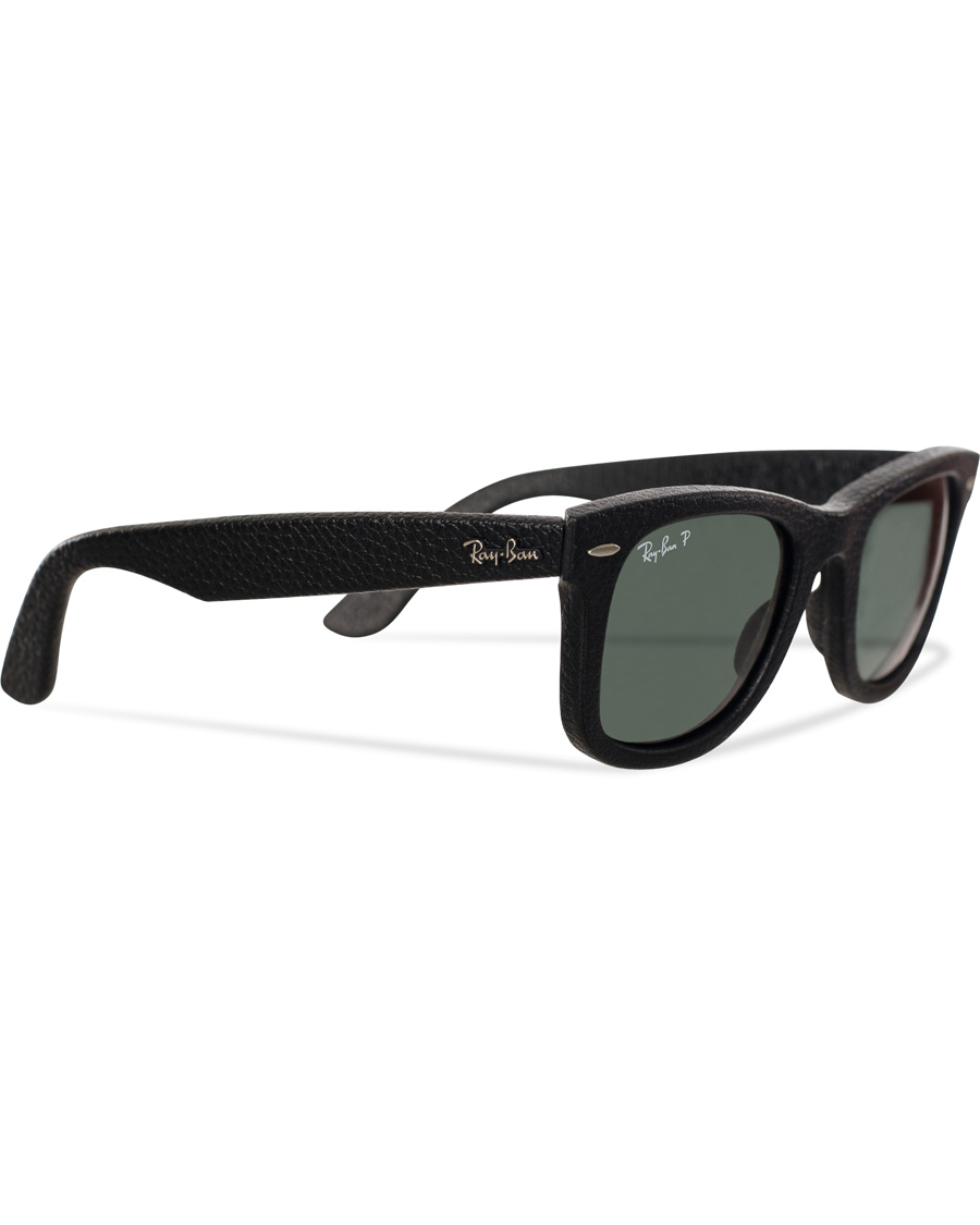 Herre | Ray-Ban Wayfarer Leather Polarized Sunglasses Black/Green | Ray-Ban | Wayfarer Leather Polarized Sunglasses Black/Green