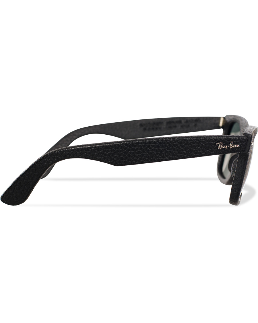 Herre | Ray-Ban Wayfarer Leather Polarized Sunglasses Black/Green | Ray-Ban | Wayfarer Leather Polarized Sunglasses Black/Green