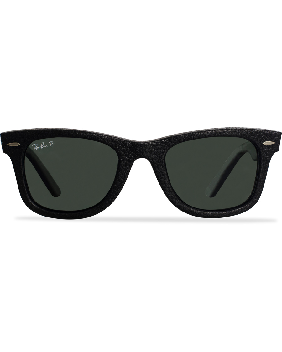 Herre | Ray-Ban Wayfarer Leather Polarized Sunglasses Black/Green | Ray-Ban | Wayfarer Leather Polarized Sunglasses Black/Green