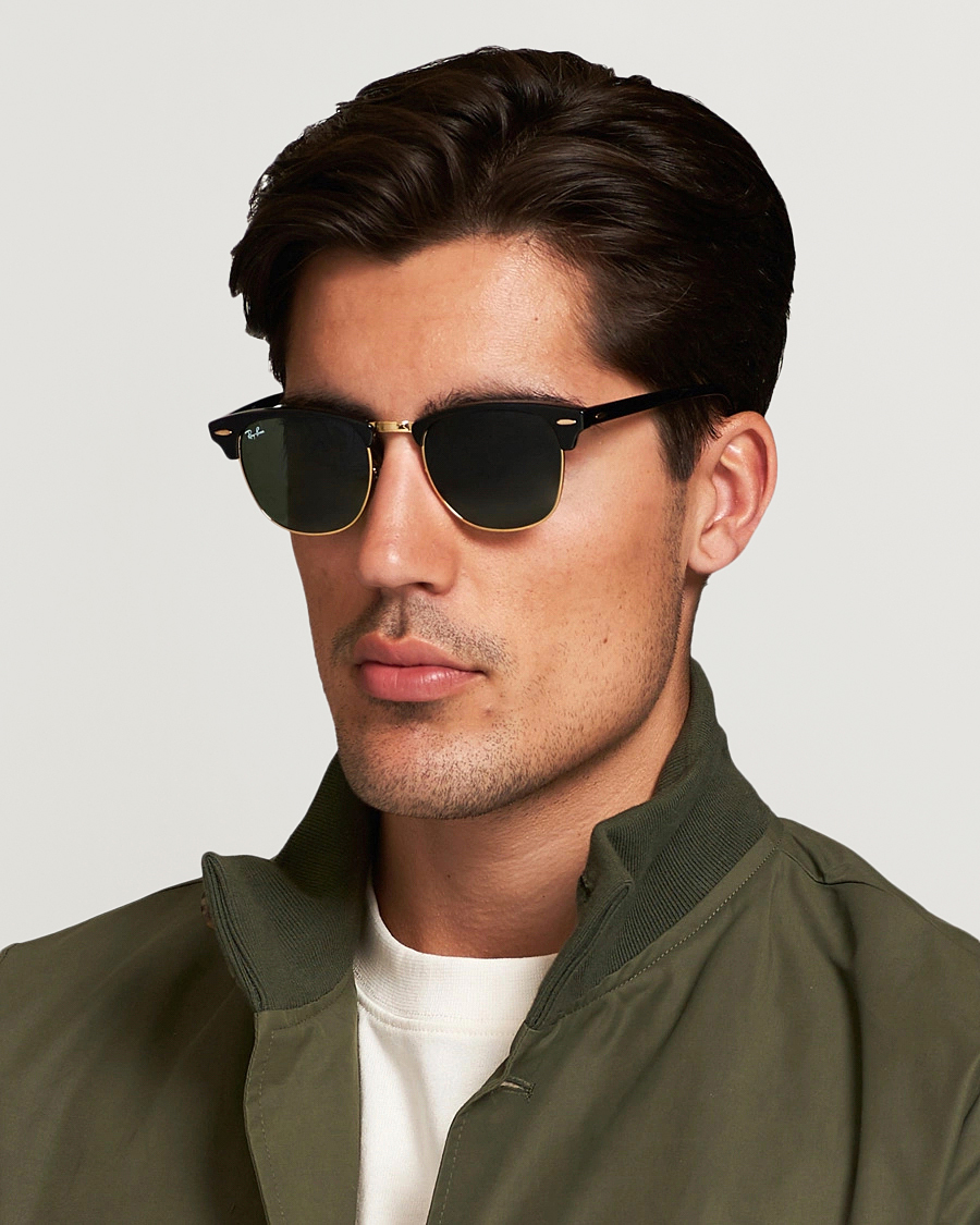 Herre | Assesoarer | Ray-Ban | Clubmaster Sunglasses Ebony/Crystal Green