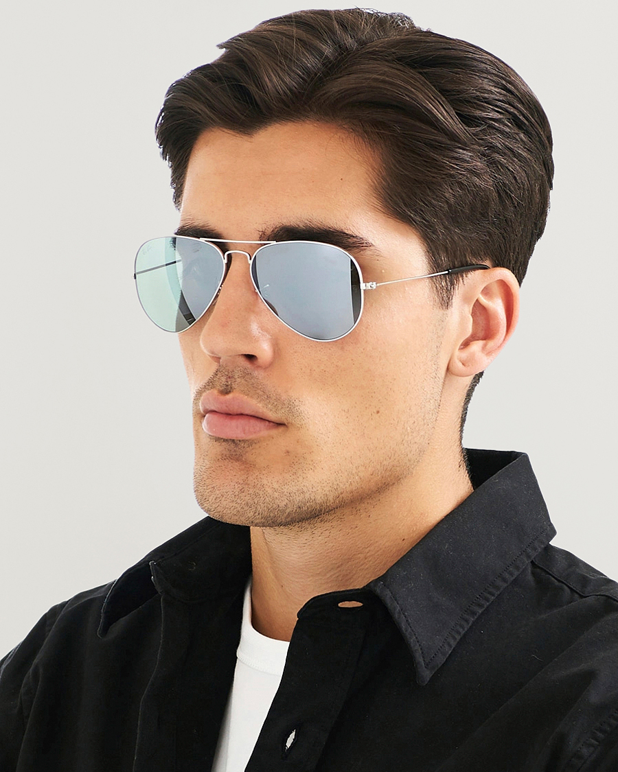 Herre | Solbriller | Ray-Ban | 0RB3025 Aviator Large Metal Sunglasses Silver/Grey Mirror