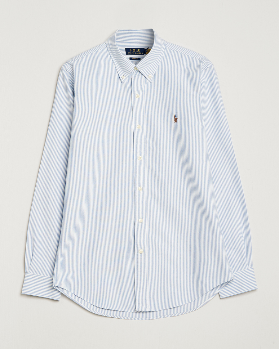 Herre | Skjorter | Polo Ralph Lauren | Custom Fit Oxford Shirt Stripe Blue