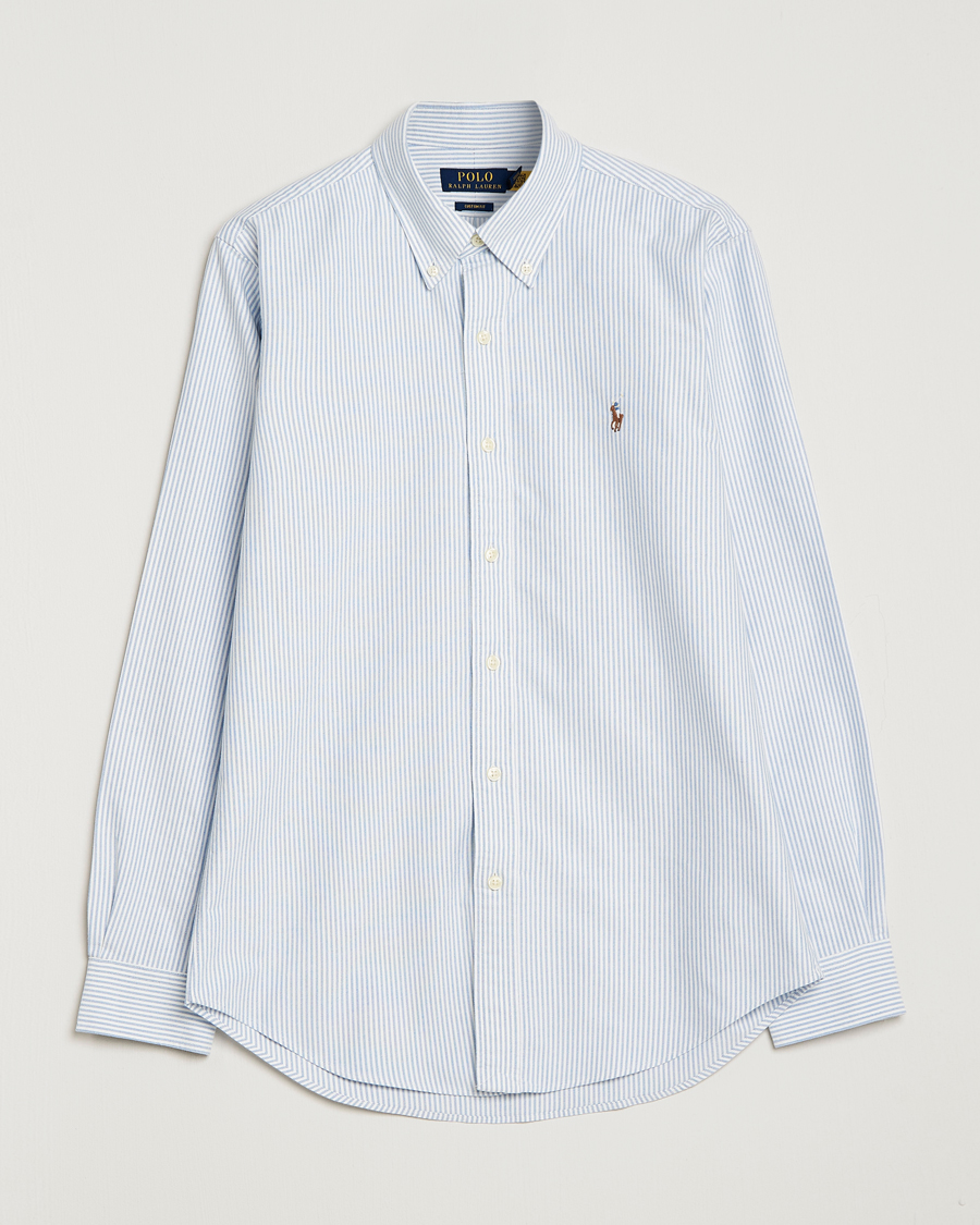 Herre | Skjorter | Polo Ralph Lauren | Custom Fit Oxford Shirt Stripes Blue