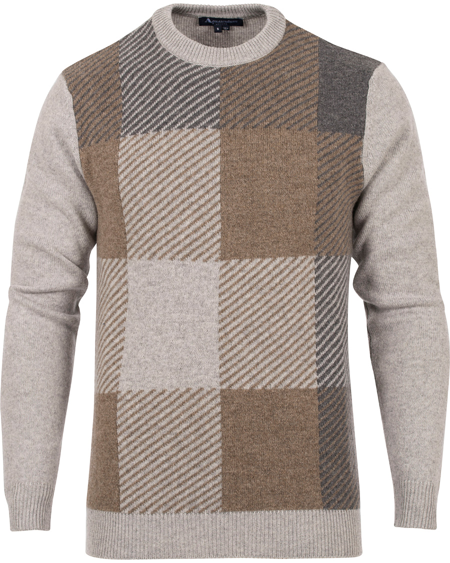 Herre | Gensere | Aquascutum | Freddie Club Check Intarsia Knit Sweater Vicuna