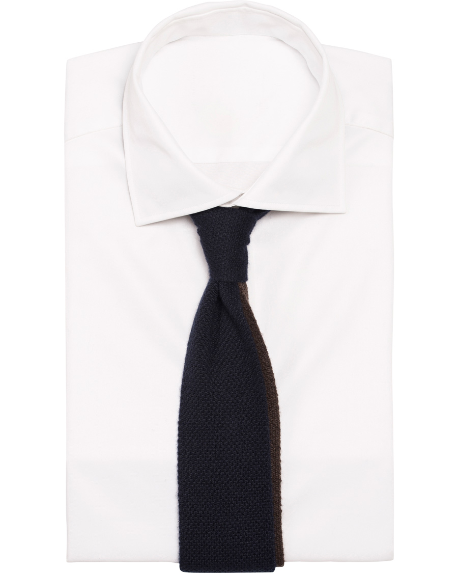 Herre | Oscar Jacobson Knitted Wool/Cashmere Tie 6,5 cm Navy | Oscar Jacobson | Knitted Wool/Cashmere Tie 6,5 cm Navy