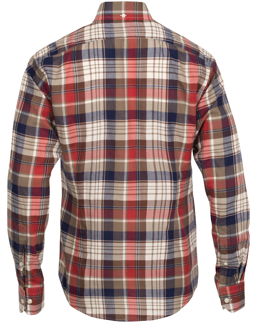 Herre | Skjorter | Eton | Slim Fit Shirt Green Ribbon Flannel Red