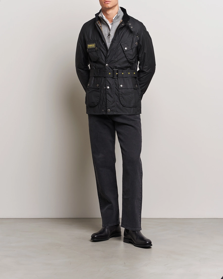 Herre | Jakker | Barbour International | Slim Wax Jacket Black