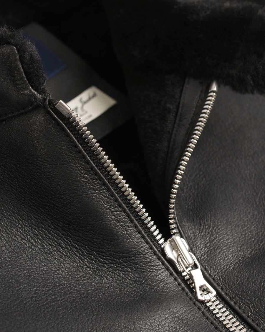 Herre | Jakker | GANT | The Racer Shearling Jacket Black