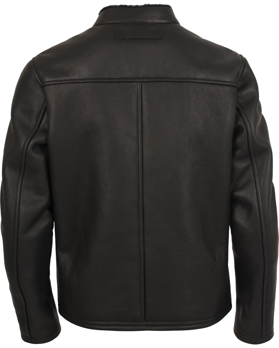 Herre | Jakker | GANT | The Racer Shearling Jacket Black