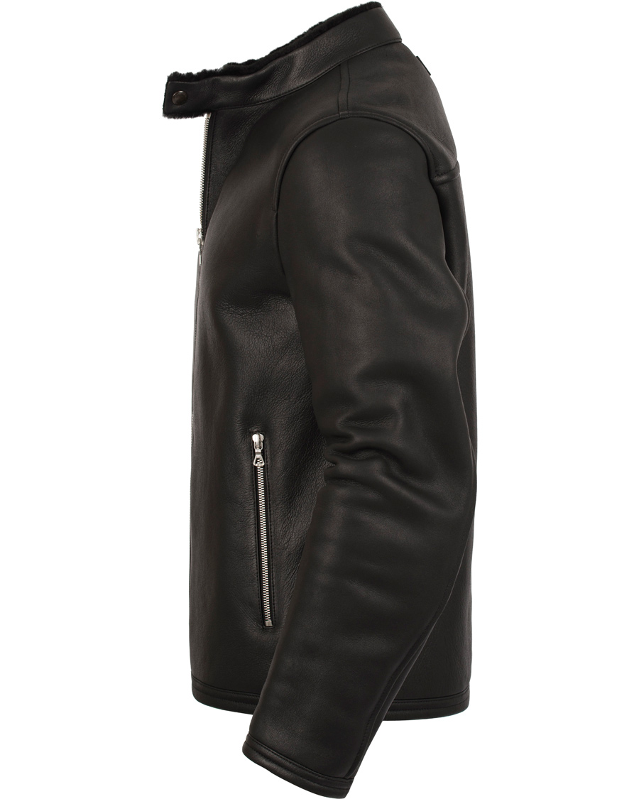Herre | Jakker | GANT | The Racer Shearling Jacket Black