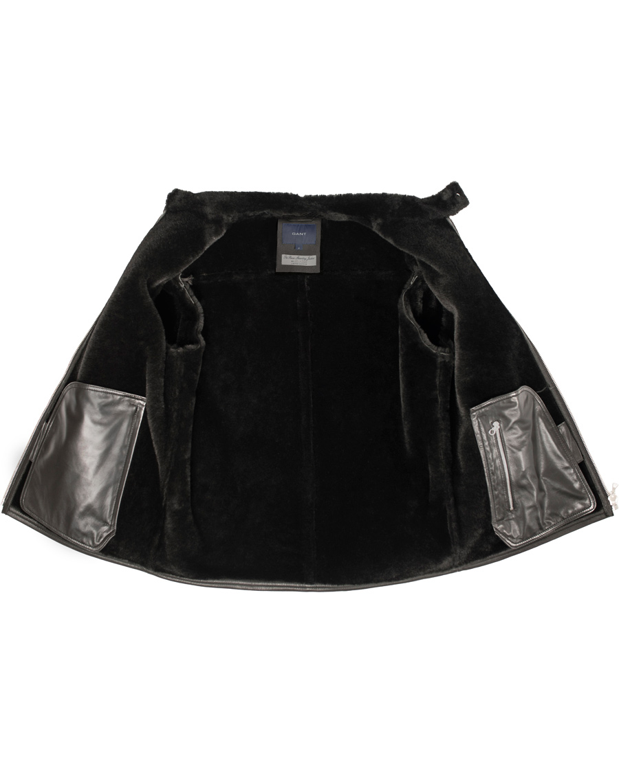 Herre | Jakker | GANT | The Racer Shearling Jacket Black