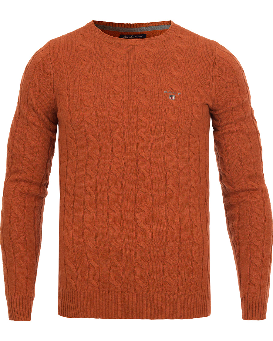 Herre | Gensere | GANT | Lambswool Cable Crew Rust Melange
